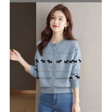 批发已出货 韩系复古提花针织开衫女秋冬外搭宽松<b class='q'>短款</b><b class='q'>毛衣</b>外套上衣秋