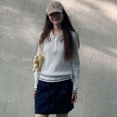 批发已出货 学院风Polo领毛衣<b class='q'>女</b>2025年秋冬慵懒半开襟长袖针织衫上衣