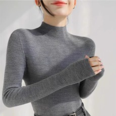批发已出货 半高领<b class='q'>针织衫</b><b class='q'>女</b>秋冬保暖修身<b class='q'>毛衣</b>打底内搭长袖中领上衣