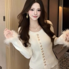 批发已出货 小香风毛毛袖针织打底衫<b class='q'>女</b>装秋冬今年流行的<b class='q'>毛衣</b>内搭上衣