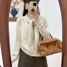 批发已出货 外套温柔<b class='q'>针织衫</b>开衫新款秋冬2025<b class='q'>毛衣</b>蝴蝶结披肩设计上衣