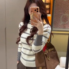 批发已出货 撞色拼接条纹半高领<b class='q'>针织衫</b><b class='q'>女</b>秋冬2025新款<b class='q'>毛衣</b>长袖上衣