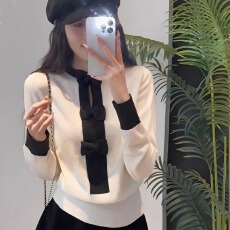 批发已出货 高级感小香风蝴蝶结毛衣女秋冬25冬季新款上衣设计感小众