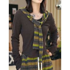 批发已出货 广州慕斯<b class='q'>羊绒</b>280克2*2 连帽披肩条纹撞色长袖T恤上衣女