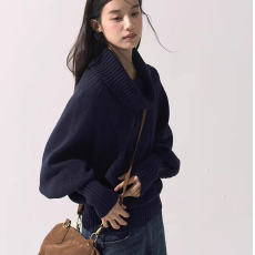 批发已出货 针织质量+高领针织斗篷毛衣宽松麻花披肩披风蝙蝠袖上衣