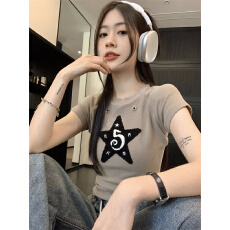 批发已出货 纯棉 32支拉架 复古条纹夏季修身短款上衣