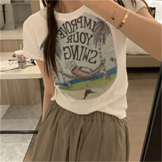 批发已出货 纯棉210克后包领 设计感小众短款上衣<b class='q'>t</b><b class='q'>恤</b>女