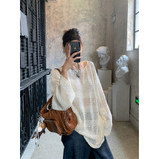 批发已出货 亮片镂空微透针织罩衫女装春季设计感宽松长袖<b class='q'>防晒衫</b>上衣