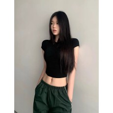 已出货 1*1纯棉 高弹力新款夏季修身显瘦洋气上衣