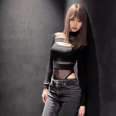 批发已出货网纱透视连体衣小众设计<b class='q'>夜店</b>辣妹<b class='q'>性感</b>半高领T恤上衣女