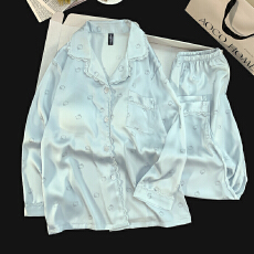 批发2025年秋春季开衫冰雪丝带胸垫女士<b class='q'>睡衣</b>卡通简约休闲高质量家居服