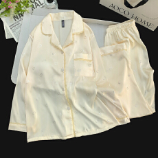 批发2025年秋春季开衫冰雪丝带胸垫女士<b class='q'>睡衣</b>卡通简约休闲高质量家居服