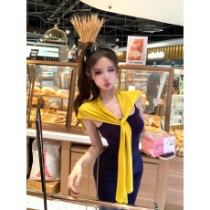 批发藏蓝色吊带连衣裙<b class='q'>开衫</b>套装女纯欲修身鱼尾裙子显身材收腰包臀长裙
