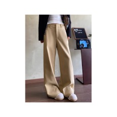 批发卡其色阔腿裤女2025春秋季新款高腰垂感窄版显瘦<b class='q'>西装</b>裤休闲直筒裤