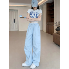 批发实拍蓝色冰丝工<b class='q'>装</b><b class='q'>裤</b>女夏季薄款2026<b class='q'>新款</b>小个子速干伞兵运动<b class='q'>裤</b>子