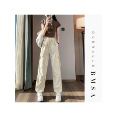 批发杏白色工装裤女春夏秋<b class='q'>冬</b>季2026新款小个子直筒降落伞运动休闲裤子