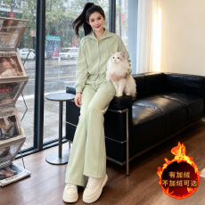 批发欧货<b class='q'>运动</b>套装<b class='q'>女</b>秋冬新款时尚洋气短款连帽开衫卫衣卫裤两件套潮流