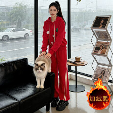 批发韩版休闲运动时尚套装女秋冬新款卡通印花连帽卫衣直筒长<b class='q'>裤</b>两件套