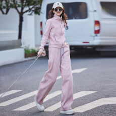 批发高级感时尚休闲<b class='q'>运动服</b>套装女春季<b class='q'>新款</b>立领长袖卫衣阔腿长裤两件套