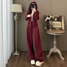 批发网红爆款休闲时尚<b class='q'>套装</b><b class='q'>女</b>春新款韩版拉链开衫连帽外套阔腿裤<b class='q'>两件</b>套