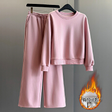 批发高级感时尚减龄纯色<b class='q'>套装</b><b class='q'>女</b>秋冬新款宽松显瘦圆领<b class='q'>卫衣</b>阔腿裤<b class='q'>两件</b>套