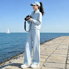 批发高级感时尚<b class='q'>休闲</b><b class='q'>运动服</b>套装女春季新款立领长袖卫衣阔腿长裤两件套
