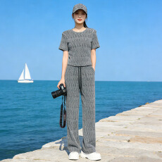 批发欧货轻奢风时尚套装女夏季新款修身显瘦洋气减龄短袖阔腿裤两件套