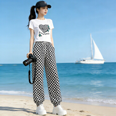 批发盐系高级感休闲运动套装女夏季减龄开衫连帽上衣高腰阔腿<b class='q'>裤</b><b class='q'>两件套</b>