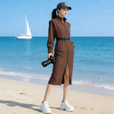 批发高级感休闲运动连衣裙女春新款时髦显瘦纯色立体长袖<b class='q'>中长款</b><b class='q'>卫衣</b>裙