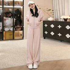 批发韩系气质简洁运动<b class='q'>套装</b><b class='q'>女</b>春季新款拉链开衫烫钻<b class='q'>卫衣</b>直筒长裤两件套