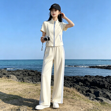 批发潮流时尚休闲运动<b class='q'>套装</b><b class='q'>女</b>夏季新款显瘦气质立领短袖<b class='q'>卫衣</b>长裤两件套