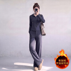 批发设计高级感休闲运动套装女秋<b class='q'>冬</b>新款气质减龄连帽卫衣直筒裤两件套