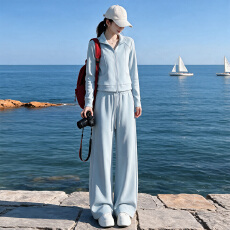 批发韩系<b class='q'>女</b>春秋新款套装时尚洋气休闲减龄立领开衫外套阔腿<b class='q'>长裤</b>两件套