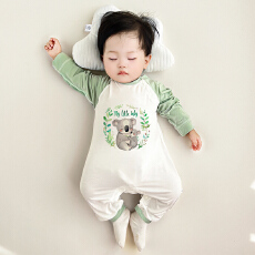 批发[黛琳芬]66码-100码儿童<b class='q'>睡衣</b>婴幼儿哈衣冰丝莫代尔肩开扣家居服45