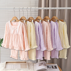 批发[黛琳芬]8码-L码云朵棉长袖儿童睡衣方领小中大女童家居服90