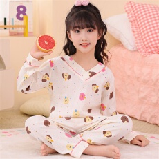 批发[黛琳芬]8码-18码云朵棉长袖儿童睡衣新品v领卡通女童家居服92