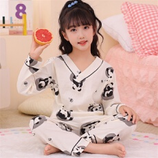 批发[黛琳芬]8码-18码云朵棉长袖儿童睡衣新品v领卡通女童家居服92