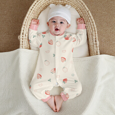 批发[黛琳芬]59-90码儿童<b class='q'>睡衣</b>小宝婴童春秋哈衣纯棉立领无骨新生儿95