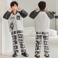 批发[黛琳芬]8码-XL码纯棉长袖儿童睡衣<b class='q'>男童</b>女童春秋季<b class='q'>开衫</b>家居服102