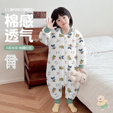 批发[黛琳芬S-XL纯棉儿童睡衣冬季三层夹棉特厚男女宝保暖连体家居105