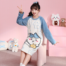 批发[黛琳芬]8码-18码款-法兰绒女童套头睡裙儿童睡衣秋冬家居服122