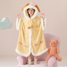 批发[黛琳芬]12码-XL-4款长毛绒连帽斗篷款<b class='q'>儿童</b>睡衣秋冬睡裙家居服123