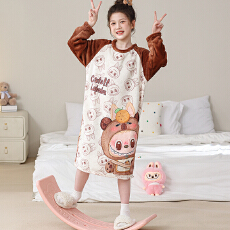 批发[黛琳芬]8码-18码-9款法兰绒儿童睡衣秋冬长袖睡裙女童家居服124
