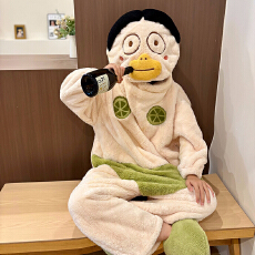 批发[黛琳芬]12码-XXL码法兰绒带帽连体<b class='q'>儿童</b>睡衣加厚男女孩家居服145