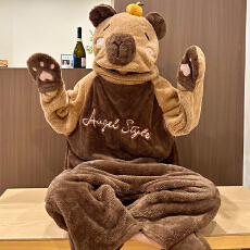 批发[黛琳芬]12码-XXL码法兰绒带帽连体<b class='q'>儿童</b>睡衣加厚男女孩家居服145