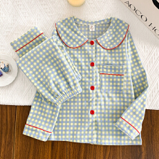 批发[黛琳芬]12码-XL码娃娃领德绒<b class='q'>儿童</b>睡衣秋冬保暖印花开衫家居服146