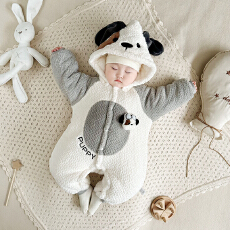 批发[黛琳芬]59cm-90cm暖暖绒哈衣小宝宝连帽儿童睡衣加厚家居<b class='q'>服</b>147