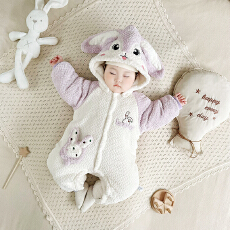 批发[黛琳芬]59cm-90cm暖暖绒哈衣小宝宝连帽儿童睡衣加厚家居<b class='q'>服</b>147