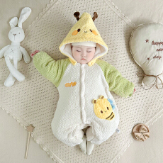 黛琳芬59cm-90cm暖暖绒哈衣小宝宝连帽儿童睡衣加厚家居服147