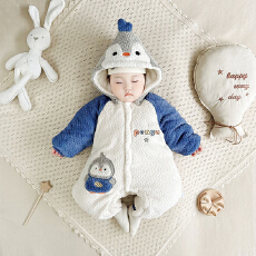 批发[黛琳芬]59cm-90cm暖暖绒哈衣小宝宝连帽儿童睡衣加厚家居<b class='q'>服</b>147